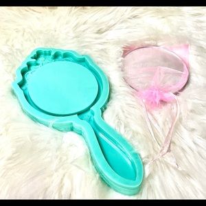 Large hand mirror silicone mold w/mirror